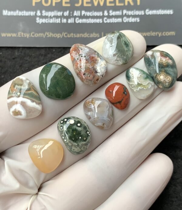 Natural Ocean Jasper Gemstone Smooth Fancy Shape Cabochon High Quality Loose Gemstones For Jewelry Making 10-17 MM Size 10 Pcs V2704 - Image 2