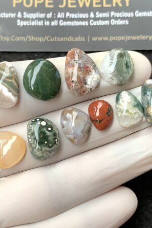 Natural Ocean Jasper Gemstone Smooth Fancy Shape Cabochon High Quality Loose Gemstones For Jewelry Making 10-17 MM Size 10 Pcs V2704