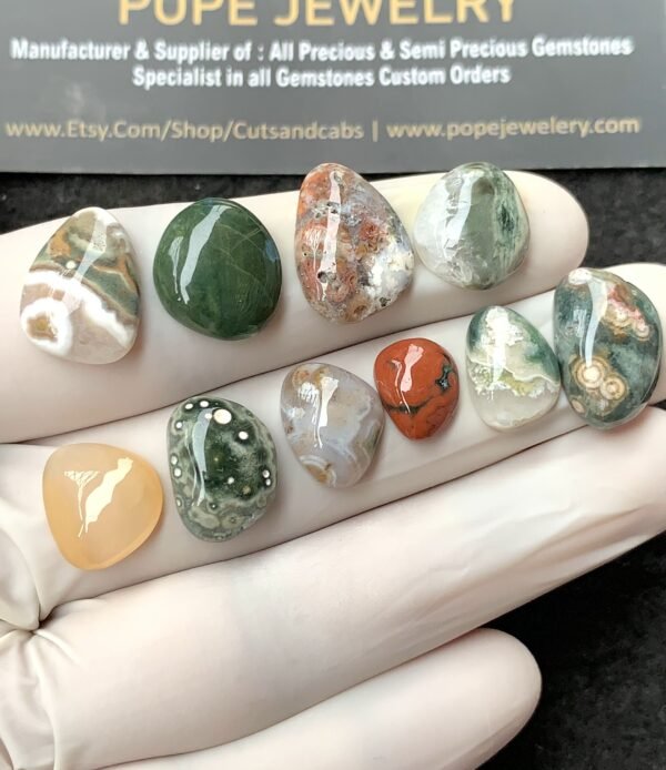 Natural Ocean Jasper Gemstone Smooth Fancy Shape Cabochon High Quality Loose Gemstones For Jewelry Making 10-17 MM Size 10 Pcs V2704