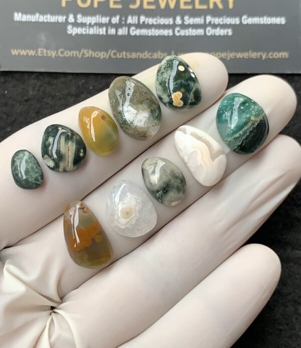 Natural Ocean Jasper Gemstone Smooth Fancy Shape Cabochon High Quality Loose Gemstones For Jewelry Making 9-16 MM Size 10 Pcs V2705 - Image 2