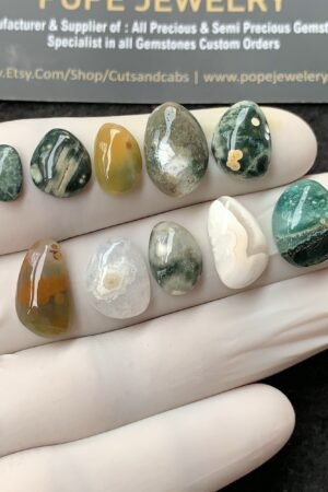 Natural Ocean Jasper Gemstone Smooth Fancy Shape Cabochon High Quality Loose Gemstones For Jewelry Making 9-16 MM Size 10 Pcs V2705