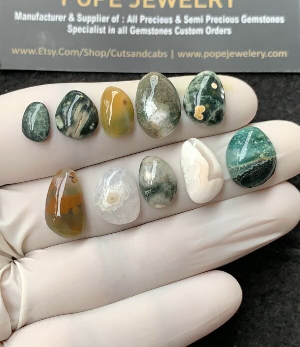 Natural Ocean Jasper Gemstone Smooth Fancy Shape Cabochon High Quality Loose Gemstones For Jewelry Making 9-16 MM Size 10 Pcs V2705