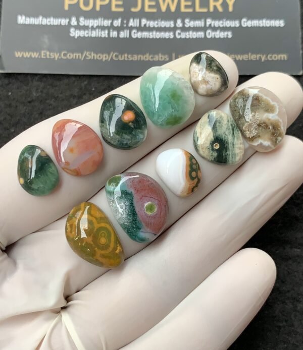 Natural Ocean Jasper Gemstone Smooth Fancy Shape Cabochon High Quality Loose Gemstones For Jewelry Making 11-17 MM Size 10 Pcs V2706 - Image 2