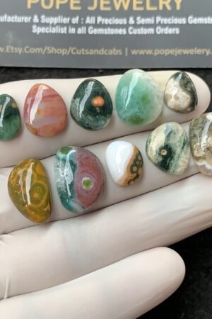 Natural Ocean Jasper Gemstone Smooth Fancy Shape Cabochon High Quality Loose Gemstones For Jewelry Making 11-17 MM Size 10 Pcs V2706
