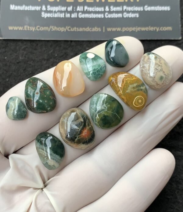 Natural Ocean Jasper Gemstone Smooth Fancy Shape Cabochon High Quality Loose Gemstones For Jewelry Making 9-18 MM Size 10 Pcs V2707 - Image 2