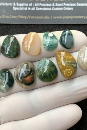 Natural Ocean Jasper Gemstone Smooth Fancy Shape Cabochon High Quality Loose Gemstones For Jewelry Making 9-18 MM Size 10 Pcs V2707