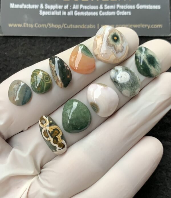 Natural Ocean Jasper Gemstone Smooth Fancy Shape Cabochon High Quality Loose Gemstones For Jewelry Making 10-17 MM Size 10 Pcs V2708 - Image 2