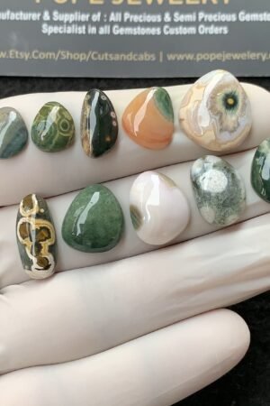 Natural Ocean Jasper Gemstone Smooth Fancy Shape Cabochon High Quality Loose Gemstones For Jewelry Making 10-17 MM Size 10 Pcs V2708