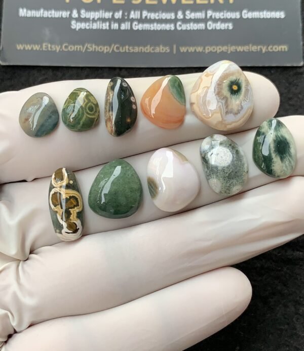 Natural Ocean Jasper Gemstone Smooth Fancy Shape Cabochon High Quality Loose Gemstones For Jewelry Making 10-17 MM Size 10 Pcs V2708