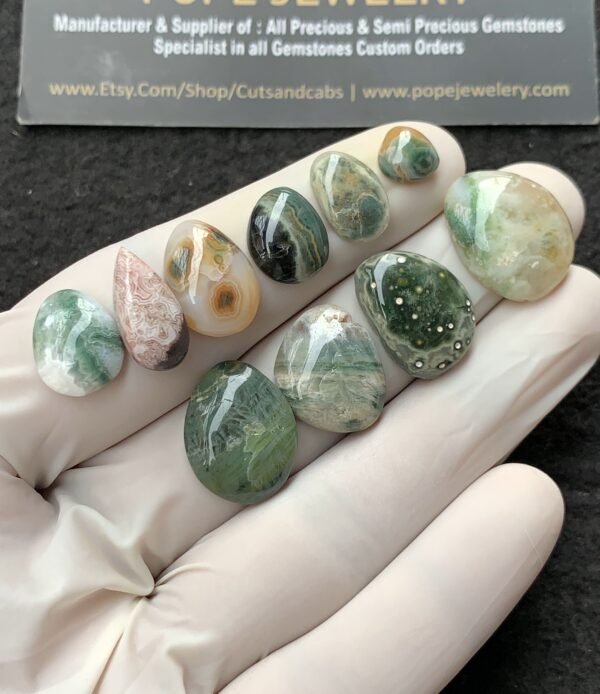 Natural Ocean Jasper Gemstone Smooth Fancy Shape Cabochon High Quality Loose Gemstones For Jewelry Making 8-14 MM Size 10 Pcs V2709 - Image 2