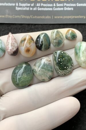 Natural Ocean Jasper Gemstone Smooth Fancy Shape Cabochon High Quality Loose Gemstones For Jewelry Making 8-14 MM Size 10 Pcs V2709