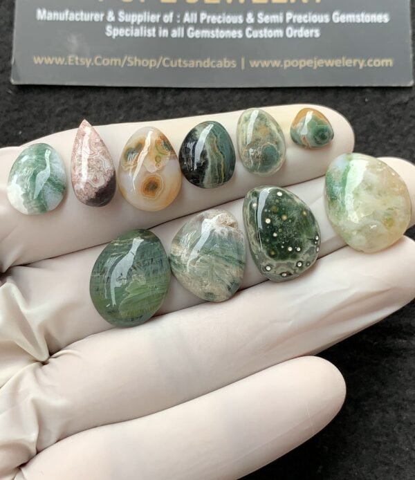 Natural Ocean Jasper Gemstone Smooth Fancy Shape Cabochon High Quality Loose Gemstones For Jewelry Making 8-14 MM Size 10 Pcs V2709