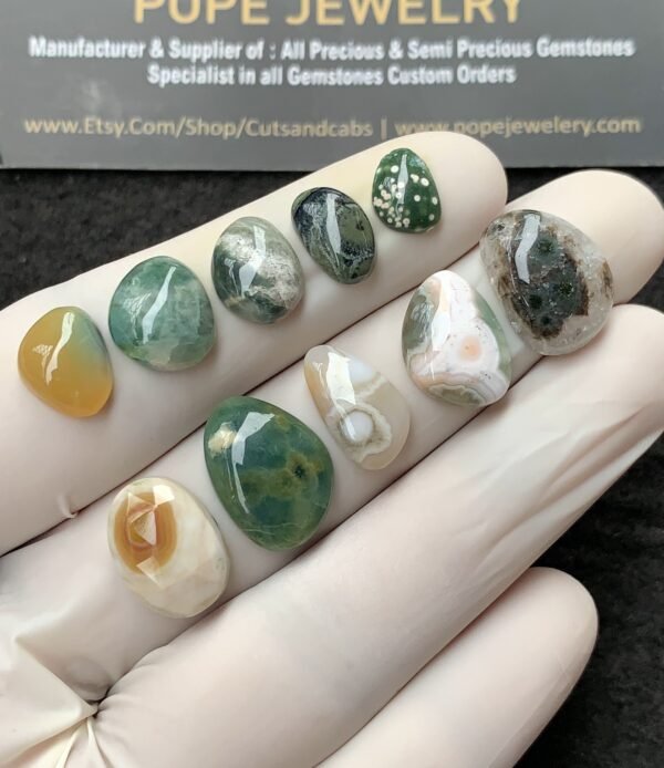 Natural Ocean Jasper Gemstone Smooth Fancy Shape Cabochon High Quality Loose Gemstones For Jewelry Making 9-16 MM Size 10 Pcs V2710 - Image 2