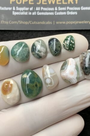 Natural Ocean Jasper Gemstone Smooth Fancy Shape Cabochon High Quality Loose Gemstones For Jewelry Making 9-16 MM Size 10 Pcs V2710