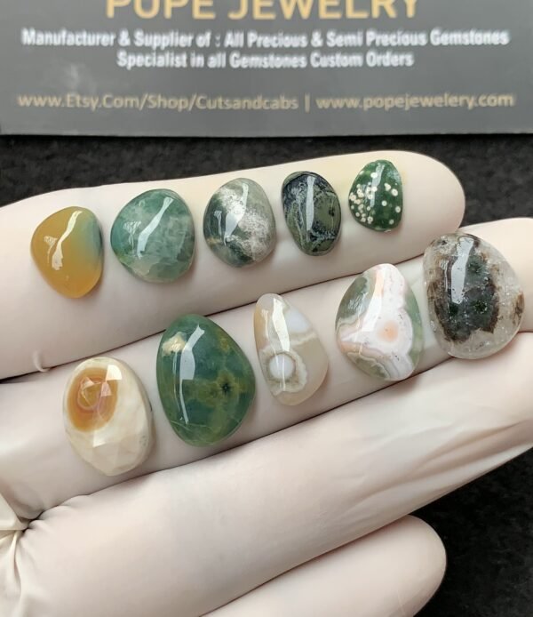 Natural Ocean Jasper Gemstone Smooth Fancy Shape Cabochon High Quality Loose Gemstones For Jewelry Making 9-16 MM Size 10 Pcs V2710