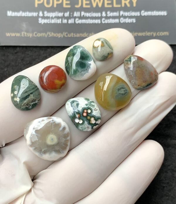 Natural Ocean Jasper Gemstone Smooth Fancy Shape Cabochon High Quality Loose Gemstones For Jewelry Making 8-18 MM Size 8 Pcs V2711 - Image 2