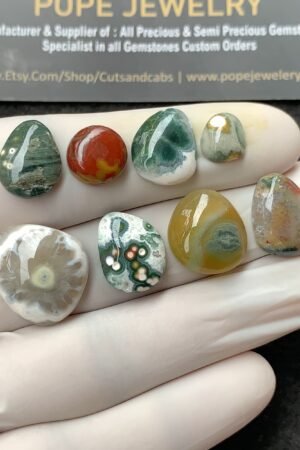 Natural Ocean Jasper Gemstone Smooth Fancy Shape Cabochon High Quality Loose Gemstones For Jewelry Making 8-18 MM Size 8 Pcs V2711