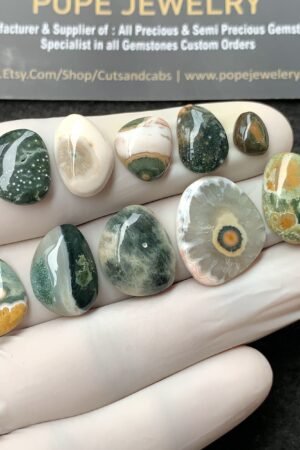Natural Ocean Jasper Gemstone Smooth Fancy Shape Cabochon High Quality Loose Gemstones For Jewelry Making 8-20 MM Size 10 Pcs V2712