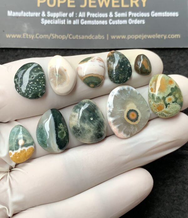 Natural Ocean Jasper Gemstone Smooth Fancy Shape Cabochon High Quality Loose Gemstones For Jewelry Making 8-20 MM Size 10 Pcs V2712