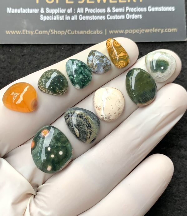 Natural Ocean Jasper Gemstone Smooth Fancy Shape Cabochon High Quality Loose Gemstones For Jewelry Making 10-17 MM Size 10 Pcs V2713 - Image 2