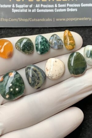 Natural Ocean Jasper Gemstone Smooth Fancy Shape Cabochon High Quality Loose Gemstones For Jewelry Making 10-17 MM Size 10 Pcs V2713