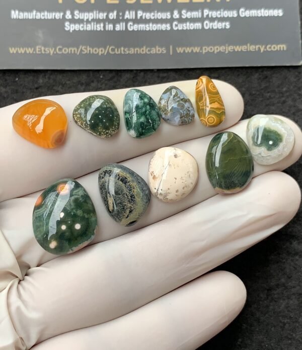 Natural Ocean Jasper Gemstone Smooth Fancy Shape Cabochon High Quality Loose Gemstones For Jewelry Making 10-17 MM Size 10 Pcs V2713
