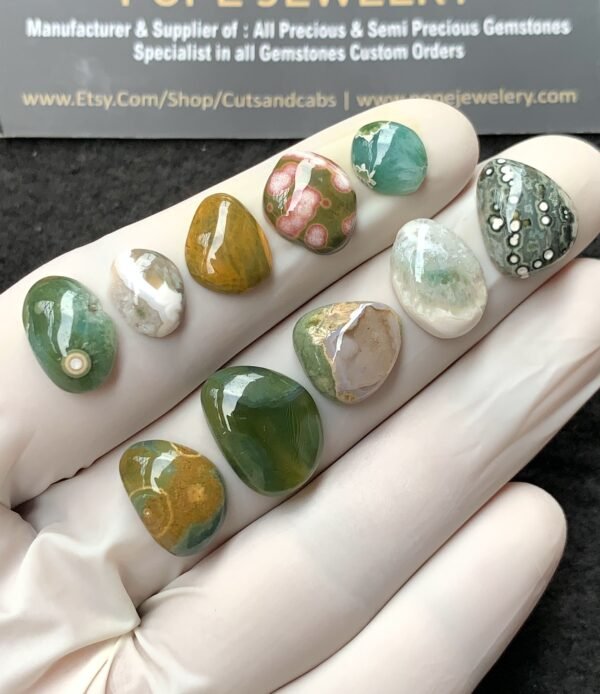 Natural Ocean Jasper Gemstone Smooth Fancy Shape Cabochon High Quality Loose Gemstones For Jewelry Making 9-16 MM Size 10 Pcs V2714 - Image 2