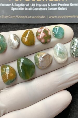 Natural Ocean Jasper Gemstone Smooth Fancy Shape Cabochon High Quality Loose Gemstones For Jewelry Making 9-16 MM Size 10 Pcs V2714