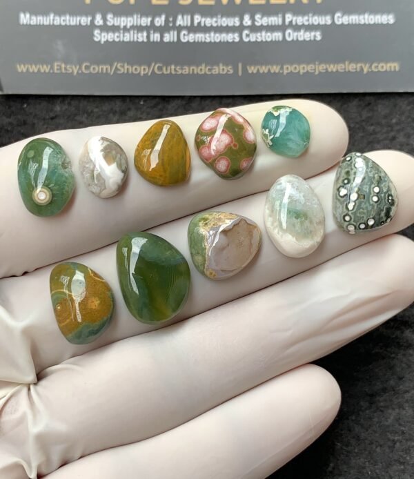Natural Ocean Jasper Gemstone Smooth Fancy Shape Cabochon High Quality Loose Gemstones For Jewelry Making 9-16 MM Size 10 Pcs V2714