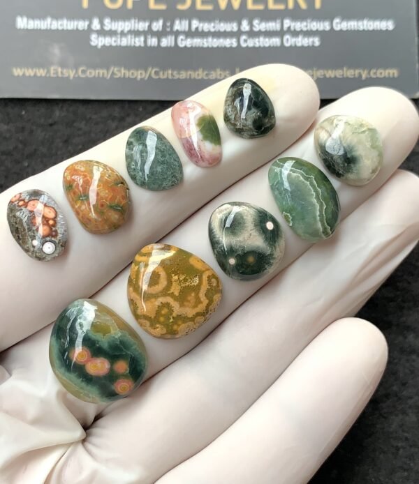 Natural Ocean Jasper Gemstone Smooth Fancy Shape Cabochon High Quality Loose Gemstones For Jewelry Making 10-17 MM Size 10 Pcs V2715 - Image 2