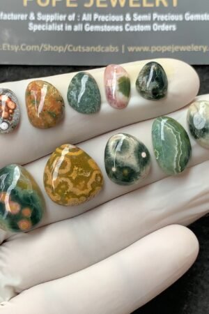Natural Ocean Jasper Gemstone Smooth Fancy Shape Cabochon High Quality Loose Gemstones For Jewelry Making 10-17 MM Size 10 Pcs V2715