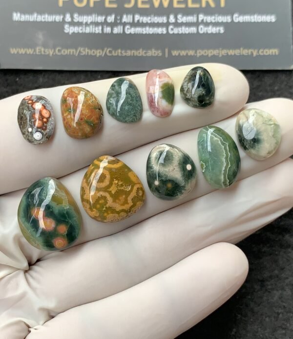 Natural Ocean Jasper Gemstone Smooth Fancy Shape Cabochon High Quality Loose Gemstones For Jewelry Making 10-17 MM Size 10 Pcs V2715