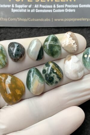 Natural Ocean Jasper Gemstone Smooth Fancy Shape Cabochon High Quality Loose Gemstones For Jewelry Making 12-9 MM Size 10 Pcs V2716