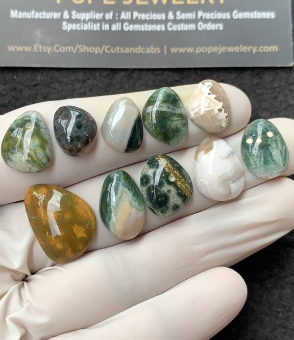 Natural Ocean Jasper Gemstone Smooth Fancy Shape Cabochon High Quality Loose Gemstones For Jewelry Making 12-9 MM Size 10 Pcs V2716