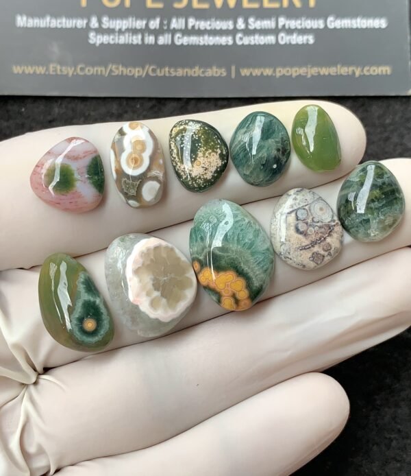 Natural Ocean Jasper Gemstone Smooth Fancy Shape Cabochon High Quality Loose Gemstones For Jewelry Making 12-18 MM Size 10 Pcs V2717