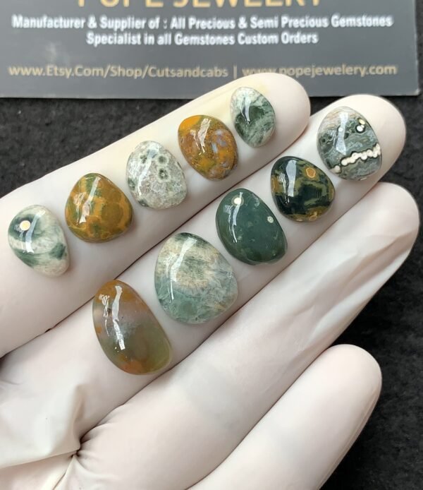 Natural Ocean Jasper Gemstone Smooth Fancy Shape Cabochon High Quality Loose Gemstones For Jewelry Making 10-16 MM Size 10 Pcs V2718 - Image 2
