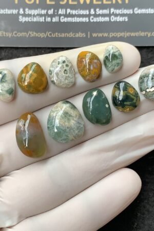 Natural Ocean Jasper Gemstone Smooth Fancy Shape Cabochon High Quality Loose Gemstones For Jewelry Making 10-16 MM Size 10 Pcs V2718