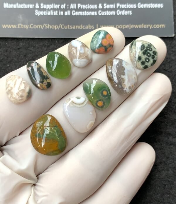 Natural Ocean Jasper Gemstone Smooth Fancy Shape Cabochon High Quality Loose Gemstones For Jewelry Making 11-16 MM Size 10 Pcs V2719 - Image 2