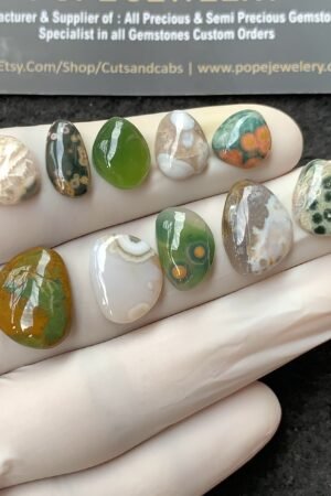 Natural Ocean Jasper Gemstone Smooth Fancy Shape Cabochon High Quality Loose Gemstones For Jewelry Making 11-16 MM Size 10 Pcs V2719