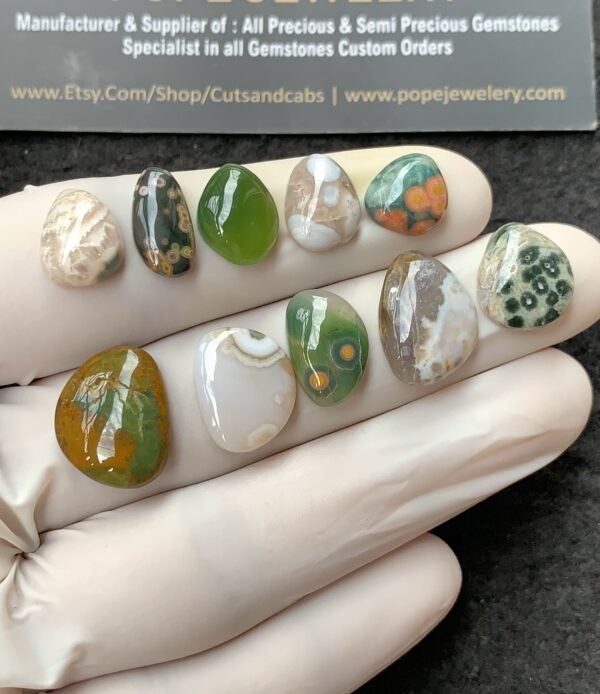 Natural Ocean Jasper Gemstone Smooth Fancy Shape Cabochon High Quality Loose Gemstones For Jewelry Making 11-16 MM Size 10 Pcs V2719
