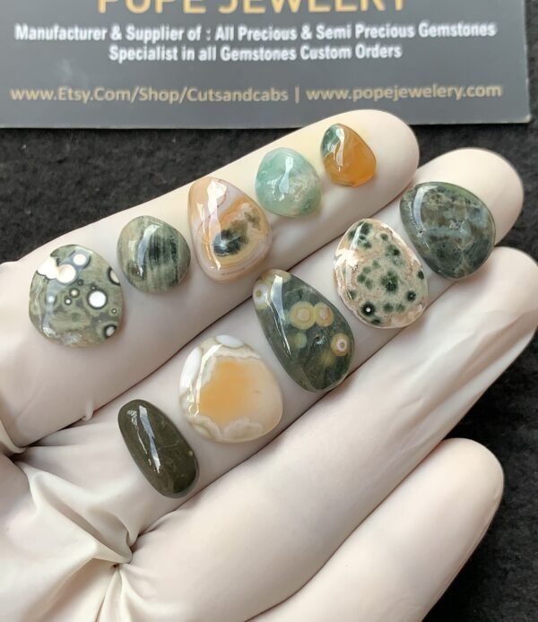 Natural Ocean Jasper Gemstone Smooth Fancy Shape Cabochon High Quality Loose Gemstones For Jewelry Making 9-18 MM Size 10 Pcs V2720 - Image 2