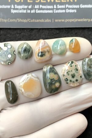 Natural Ocean Jasper Gemstone Smooth Fancy Shape Cabochon High Quality Loose Gemstones For Jewelry Making 9-18 MM Size 10 Pcs V2720