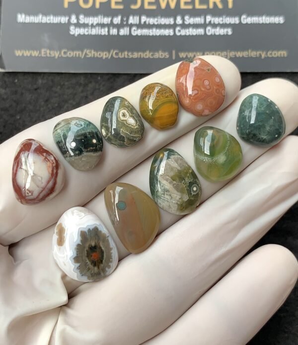 Natural Ocean Jasper Gemstone Smooth Fancy Shape Cabochon High Quality Loose Gemstones For Jewelry Making 11-17 MM Size 10 Pcs V2721 - Image 2