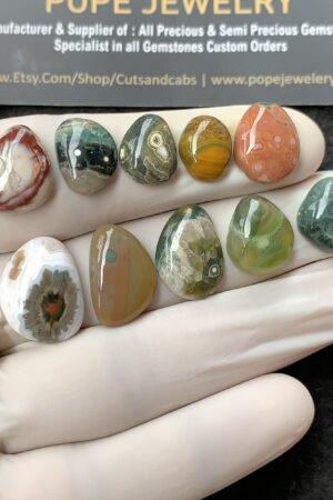Natural Ocean Jasper Gemstone Smooth Fancy Shape Cabochon High Quality Loose Gemstones For Jewelry Making 11-17 MM Size 10 Pcs V2721