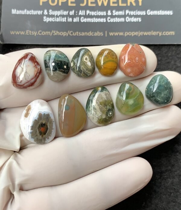 Natural Ocean Jasper Gemstone Smooth Fancy Shape Cabochon High Quality Loose Gemstones For Jewelry Making 11-17 MM Size 10 Pcs V2721