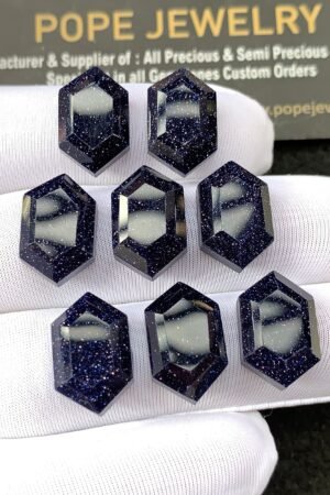 Natural Blue Sandstone & Doublet Gemstone Step Cut hexagon Shape Cabochon High Quality Loose Gemstones For Jewelry Making 10x16 MM Size 8 Pcs SM 24523