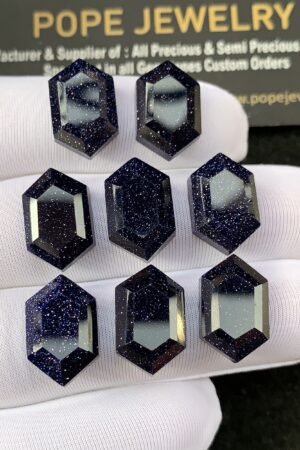 Natural Blue Sandstone & Doublet Gemstone Step Cut hexagon Shape Cabochon High Quality Loose Gemstones For Jewelry Making 10x16 MM Size 8 Pcs SM 24524