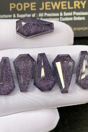 Natural Blue Sandstone & Doublet Gemstone Step Cut Coffin Shape Cabochon High Quality Loose Gemstones For Jewelry Making 12x20 MM Size 6 Pcs SM 24525