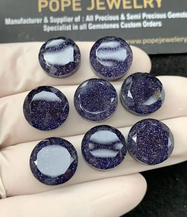 Natural Blue Sandstone & Doublet Gemstone Step Cut Round Shape Cabochon High Quality Loose Gemstones For Jewelry Making 14 MM Size 8 Pcs SM 24526
