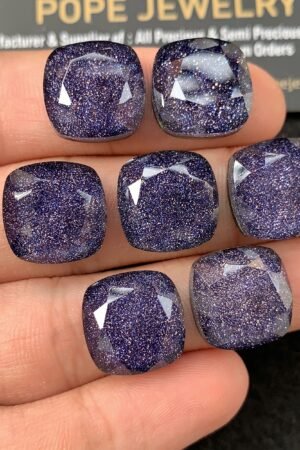 Natural Blue Sandstone & Doublet Gemstone Step Cut Cushion Shape Cabochon High Quality Loose Gemstones For Jewelry Making 14 MM Size 7 Pcs SM 24528